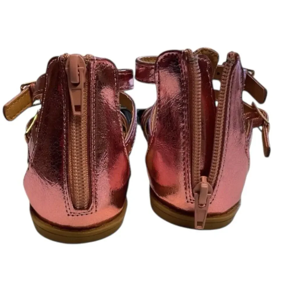 Nicole‎ Miller Sandals Shoes Girls Size 7 Pink Metallic Multi Strap Kids Toddler